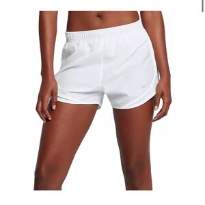 White Nike running shorts